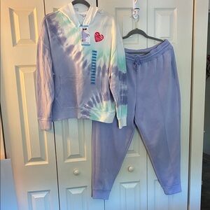 Wildfox Pastel Tie-Dye Hoodie and All in Motion Lavender Joggers - 2pc